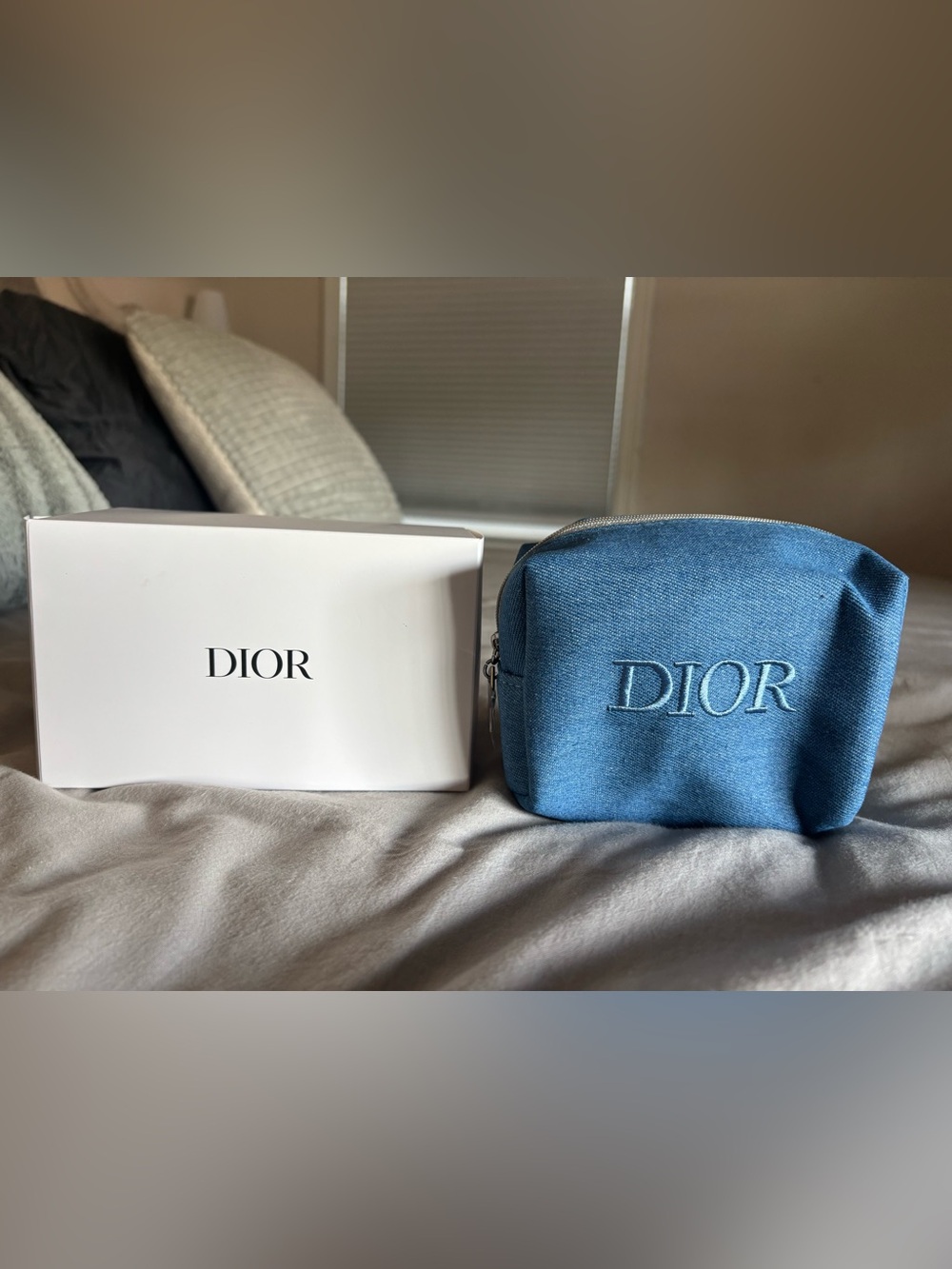 Dior Embroidered Denim Pouch